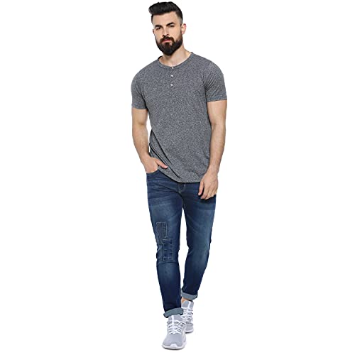 Image of Campus Sutra Men's Slim Jeans (AMZ22JN SHDKTP M PLN DBU AZ Dark Blue 34)
