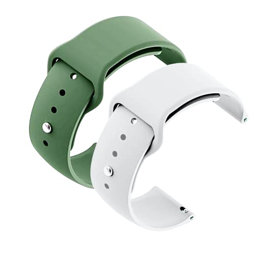 Image of YODI New Accessories Silicone 22MM Strap Belt Band for Smart Watch (Set of 2 Color) Combo Pack (Smart Watch NOT Included) (Green-White)