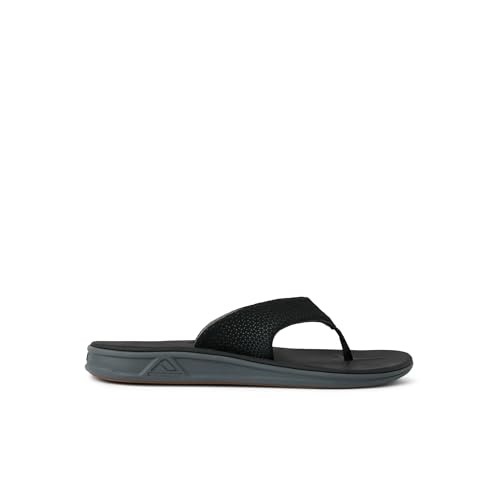 Reef Rover Mens Flip Flop, Supportive & Ultra Soft Footbed, Durable Non Marking Outsole, Black, 12