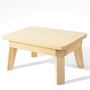 HOUCHICS Wooden Step Stool,One Step Stool for Adult Kids,Wood Bedside Step Stool for Kitchen,Bathroom,Bedroom(Wooden)