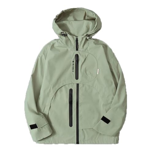Generisch Chaqueta cortavientos para niños ligera para caminar al aire libre impermeable transpirable con para actividades de ocio de primavera, Verde militar., 15-16 años