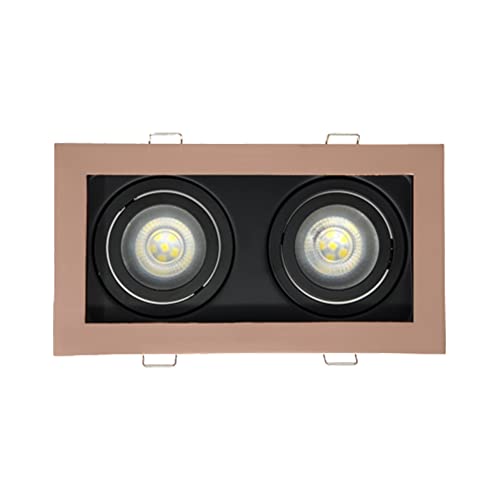 Focos de techo empotrables dobles - Modernos focos ajustables GU10 - Accesorio de iluminación inclinable para pasillo, sala de estar y dormitorio Cover