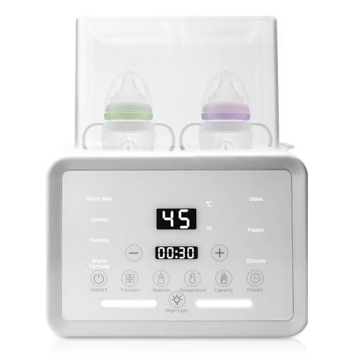 Calentador de biberones para bebé, esterilizador 8 en 1 para biberones, calentamiento rápido para leche materna y fórmula, esterilización al vapor 3-7 min, calentador de biberones, sin BPA