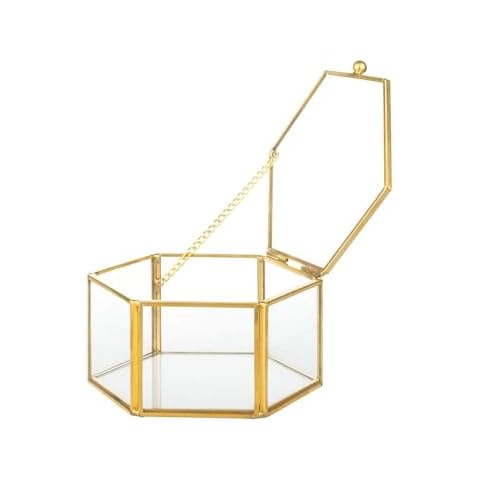 Feyarl 4.72inch/12cm Jewellery Box Glass Decorative Box Trinket Box Ornate Ring Earring Jewelry Display Box Cover