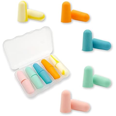 Ear Plugs for Sleeping by Lolifeve, (5 Pairs) Noise Cancelling Soft Foam EarPlugs with Soft Silicone Ear Plugs-38dB SNR-Ideal for Travel, Studying, Snoring, Swimming, Work, Adults only(Multicolor) Cover