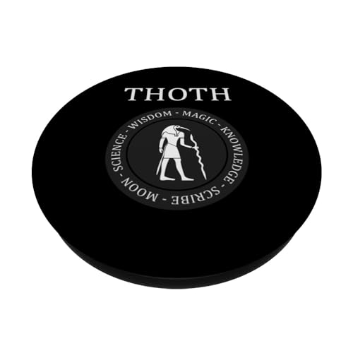 Thoth Ancient Egyptian God of Wisdom and Magic PopSockets Swappable PopGrip, Black - Image 2