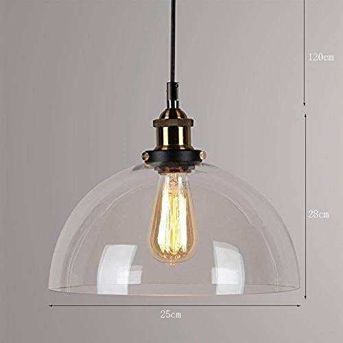 Lampe suspendue LED en verre rétro E27 avec hauteur réglable