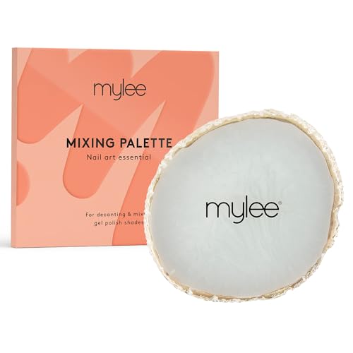 mylee Paleta de arte de uñas de resina para esmalte de uñas de gel, borde dorado, ideal para mezclar y decantar colores o exhibición de esmalte de uñas, resultados profesionales de calidad de salón,
