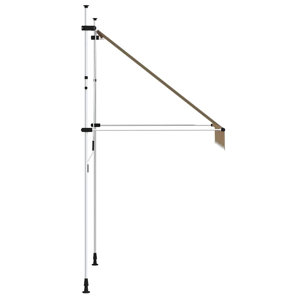 Toldo Manual Retráctil 150 cm Amarillo y Azul Rayas | Poliéster con Revestimiento PU, Impermeable, Desmontable y Lavable, Estructura de Acero, Manivela Ajustable