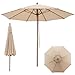 GOPLUS Sonnenschirm Holz 260cm, Gartenschirm höhenverstellbar, Strandschirm Terrassenschirm mit 8 Rippen, UV-Schutz, Marktschirm mit Belüftung, Balkonschirm Tischschirm (Beige)