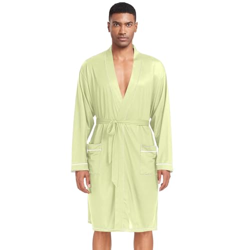 J JOYSAY Red Mens Robe Lightweight Bathrobe With Pocket Long Sleeve kimono Sleepwear