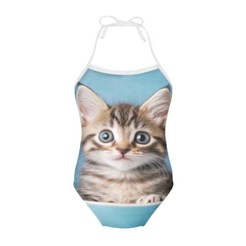 Image of ELEQIN Cartoon Animal Cute Girls One Piece Swimsuit Adjustable Swimwear for 3Y-10Y