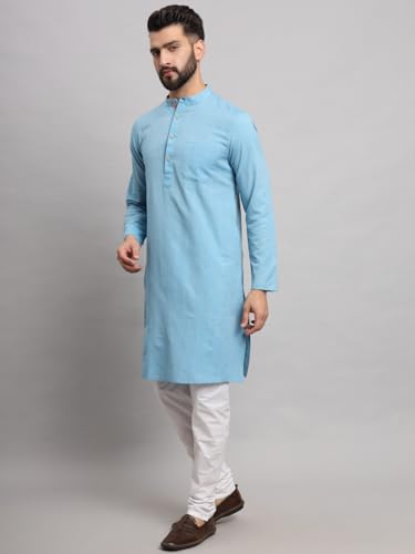Image of LATEST CHIKAN Men's Cotton Regular Striped Knee Lenght Kurta Full Sleeves - Casual Ethnic Wear