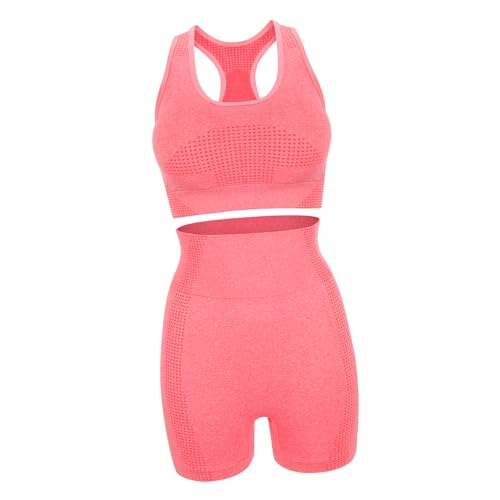 WOFASHPURET 1set Yoga Outfits for Women Lightweight Breathable Workout Sets Stylish Comfortable Fit for Gym and Outdoor Activities Versatile High Elasticity Design Watermelon