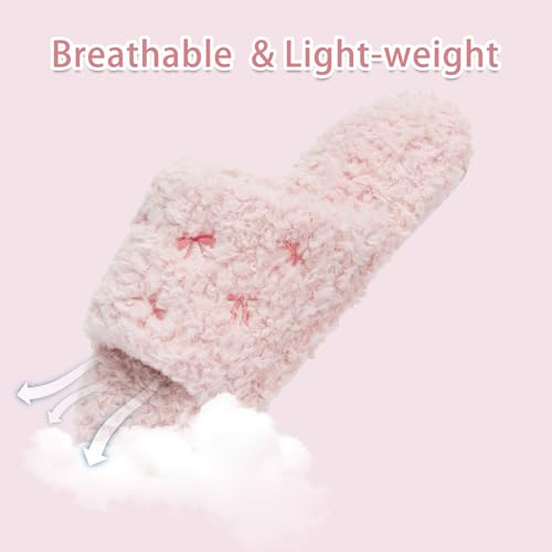 Image of GOEWY Fuzzy Open Toe Slippers for Women Indoor Cozy Memory Foam Slip On House Slides Shoes Gifts for Womens Her Mom