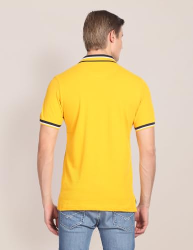 Image of U.S. POLO ASSN. Solid Slim Fit Cotton Polo T Shirt for Men - Breathable, Half Sleeves Mens Tshirt - S, Yellow