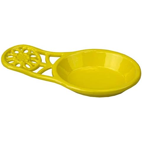 Home Basics SR45801 Sunflower Cast Iron Spoon Rest for Cooking Utensil, Ladle, Spatula Holder for Kitchen Countertop, Stovetop, Dinning Table, Yellow Cover