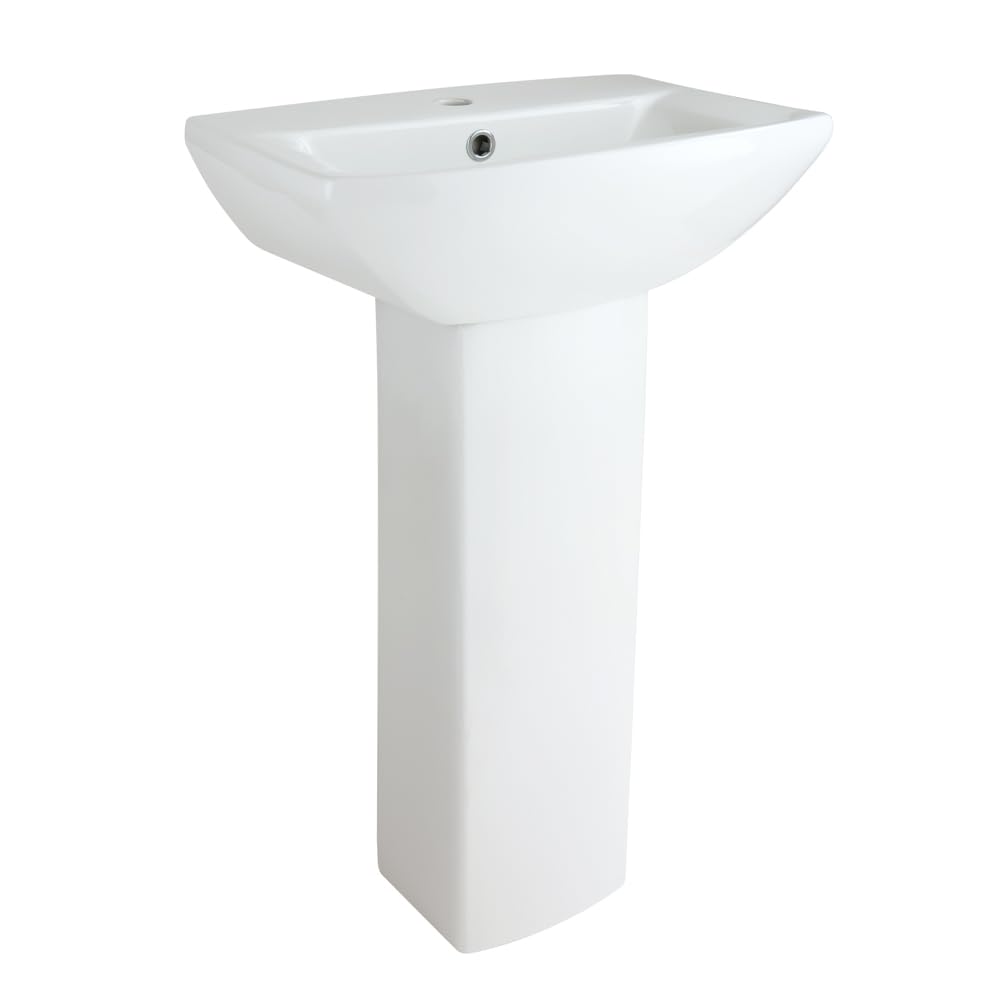 Milano White Dalton Freestanding 1 Tap Hole Full Pedestal Bathroom Basin Sink - 500Mm X 375Mm