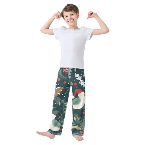 Christmas Bird Ball Boys Long Pants Soft Trousers Elastic Waist Kids Lounge Bottoms with Pockets S-XL3