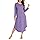 Bresdk Chemises de Nuit Manches Longues Femme Robe de Nuit Longue Taille Grande Pyjama Hiver Violet 3XL
