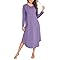 Bresdk Chemises de Nuit Manches Longues Femme Robe de Nuit Longue Taille Grande Pyjama Hiver Violet 3XL