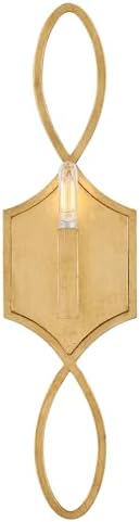 Hinkley Leona Large Single Light Wall Sconce, Damp Rated, Scrollwork Details, Distressed Brass