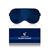 Masque de Nuit, Masque de Sommeil Antiallergique et Occultant en Soie Pure à 100%, Avec Bandeau Réglable, Convient Aux Hommes et Aux Femmes (Bleu)