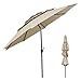 GOPLUS Parasol de Jardin Exterieur, Grand Parasol Inclinable 3M avec 30° Angle Réglable, Protection Solaire, Toit Triplé Ventilé, Manivelle, pour Terrasse, Jardin, Balcon (Beige)