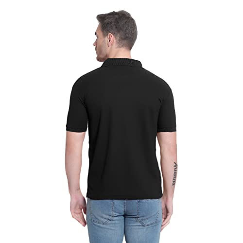 Image of Men's Poly Cotton-Matty Tshirt with Regular Fit Solid Pattern Half Sleeve Standard Length and Button Down Closure|Men's T-Shirts