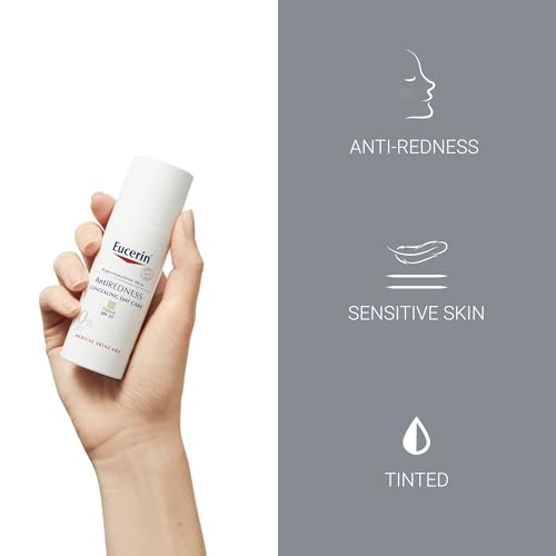 Eucerin AntiRedness Concealing Day Cream SPF 25 50ml, Tinted Moisturiser for Hypersensitive Skin, Redness-Reducing Tinted SPF, Instant Soothing and Long-Lasting Skin Tint