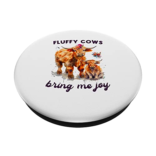 Fluffy Cows Bring Me Joy Scottish Highland Cattle Breeder PopSockets Swappable PopGrip, Black - Image 2