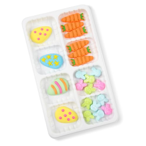 Easter Icing Decoration Edible Rabbit Eggs Carrot Icing Decoration Royal Icing Sugar Sprinkles for Cupcake Topper Cake Ice Cream Cookies Chocolate 22 Counts