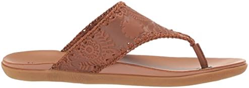 The SAK Women's Leather Shana Thong Crochet, Flip Flop Sandals, Summer Open Toe Shoes, Tobacco Floral Embossed, 8 | Image 5