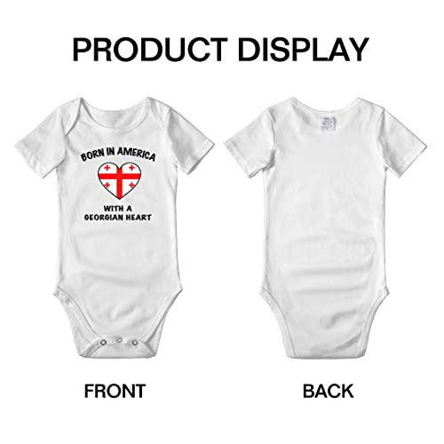 Born in America With a Georgian Heart Funny Baby Clothing Bodysuits for Boy Girl3