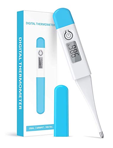 Thermometer for Fever, Quick Reading Digital Waterproof Oral Thermometer with Fever Indicator and Memory Recall, Best Accurate Rectum Armpit Reading Thermometer for Baby Kids and Adults