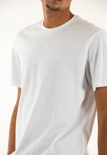 Calvin Klein Herren T-Shirt Kurzarm Classic Monogram Tee mit Rundhalsausschnitt, Weiß (Bright White), L – Ansicht 4