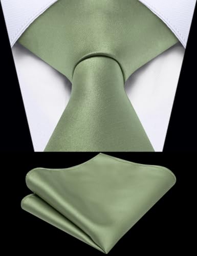 Image of YourTies Zipper Tie for Men Adjustable Pre-tied Satin Neckties and Pocket Square Set Solid Color Business Formal Wedding