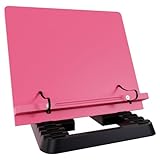 Marca Fácil Suporte para Livro e Notebook Resistente Ergonômico Durável Leve Portátil 19 Níveis de Ajuste com Prendedores de Páginas Rosa M06