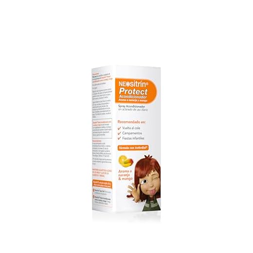 Neositrín Protect Spray acondicionador sin aclarado que repele los piojos - Protege y desenreda - Aroma a naranja y mango - Para uso diario a partir de 1 año - 250ml