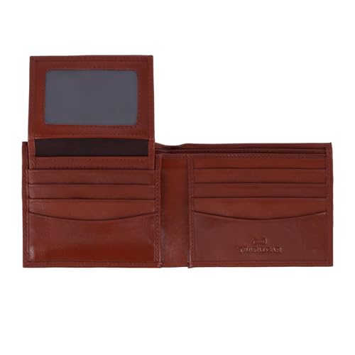 Trafalgar Men's Orion Leather 8-Slot Bi-Fold Wallet with Removable ID Card Case, Tan3