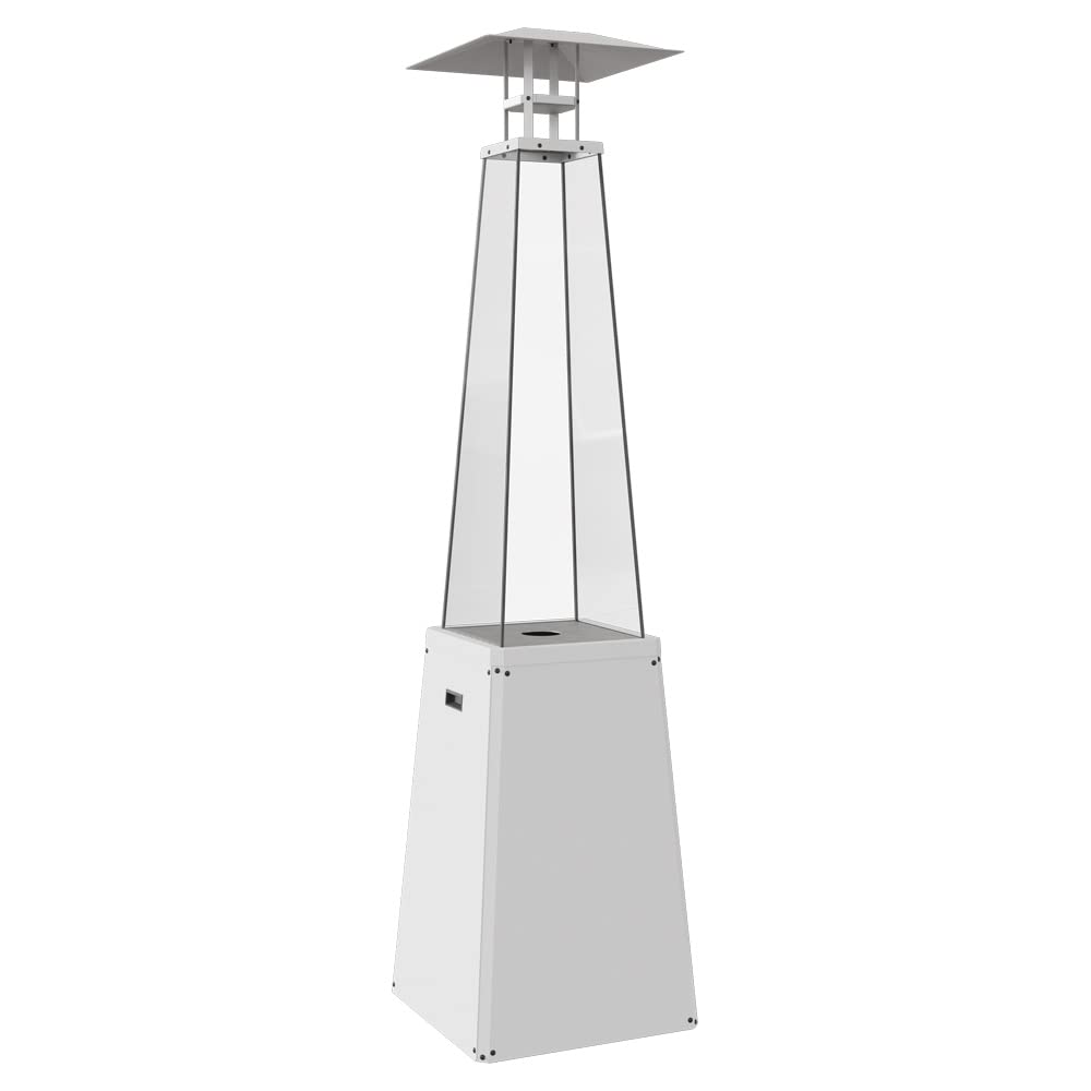 KRATKI Stufa da terrazza a gas 217,5 x 53,7 x 53,7 cm bianco Ecodesign 12 | Umbrella BS Riscaldatore a gas Esterno Moderno 12 kW Design decorativo alla moda adatto per il giardino, patio Sistema di