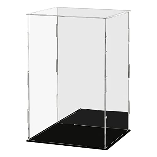 AMEITECH 収納ケース ボックス フィギュア ケース 背面ミラー コレクションケース uvカット (台座黒＋背面ミラー, 横長20×奥行20×高さ30cm)の画像