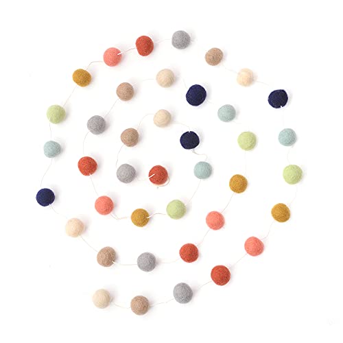 Glaciart One Felt Ball Garland (2-Pack) Pom Pom Garland - 8 Feet, 40 Balls, 9 Gender Neutral Colors,...