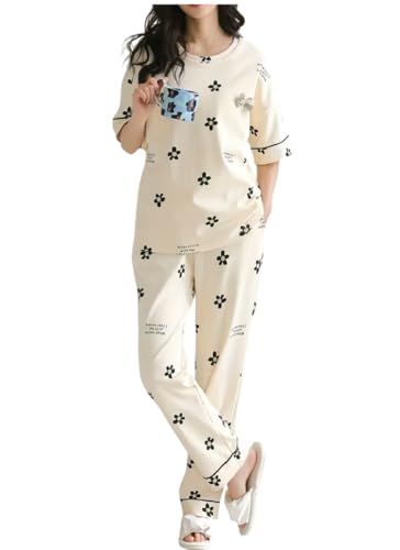 Image of Louis Luxe Womens Korean Night Dress|| Full Pyjama Set || Korean Nightsuit ||Women Nightwear ||Round Neck Full Sleeve Nightsuit || Loungewear || Everyday Nightdress (ND-11)