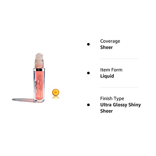 Mode Lip Glaze Orange Sorbet Flavored Lip Gloss Roll On Sheer Wet Shine, Hydrating Natural Skincare Fruit Oils Moisturizing Sweet Almond, Areni Noir, Wild Rose - Cruelty Free, Vegan, Made In Ny 4Ml #TOP2