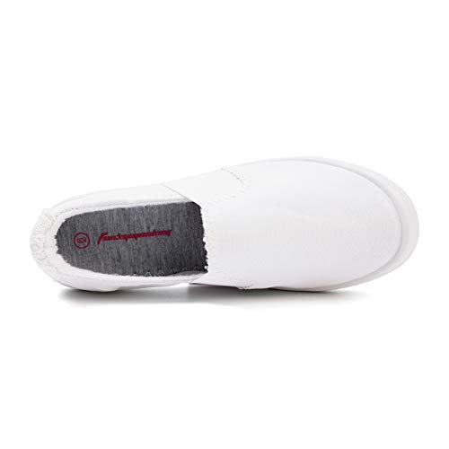 Image of FUNKYMONKEY Slip-On Canvas Sneakers for Women, Comfortable Lightweight Lace-Up Flat Casual Tennis Shoes Breathable Walking Shoes for Everyday Wear