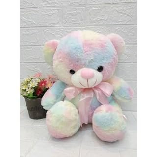 Image of Cute Rainbow Colored Huggable Teddy Bear 30 cm Soft Toy | Plush Stuffed Animal for Kids, Boys & Girls | Valentine Gift | Birthday Gift for Baby & Toddler | Soft & Washable