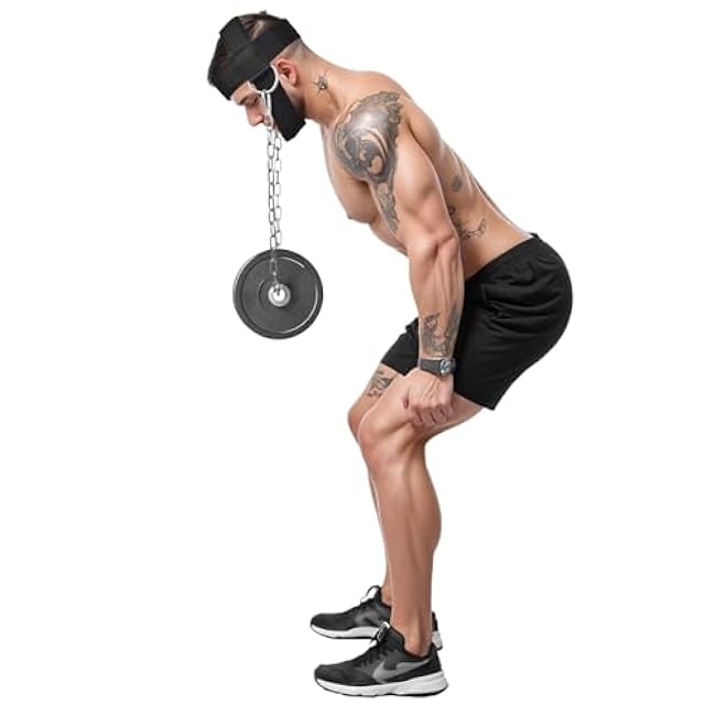 Neck Harness with Heavy-Duty Chain - Adjustable Head and Chin Straps for Neck Strength and Pain Relief