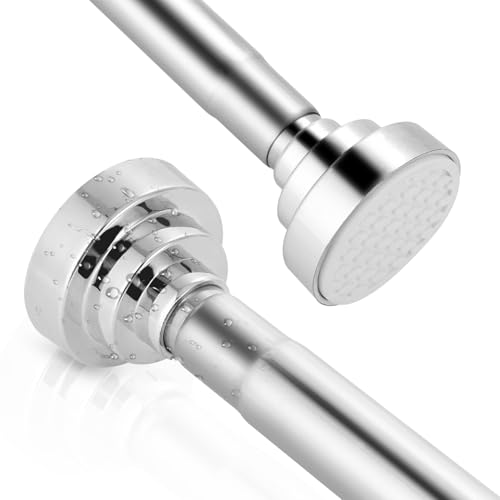 Cexovo Bâtons pour rideau à pression, 75 – 255 cm, en acier inoxydable, extensible, tringle télescopique en argent, antidérapant