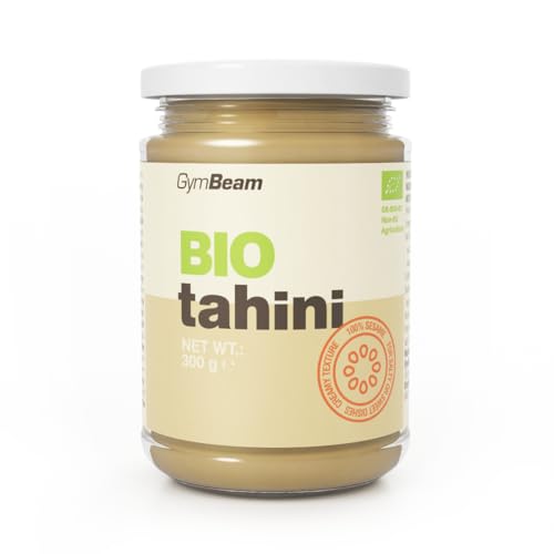 Pasta de sésamo y tahini orgánica GymBeam, elaborada con semillas de sésamo descascaradas, 300 g